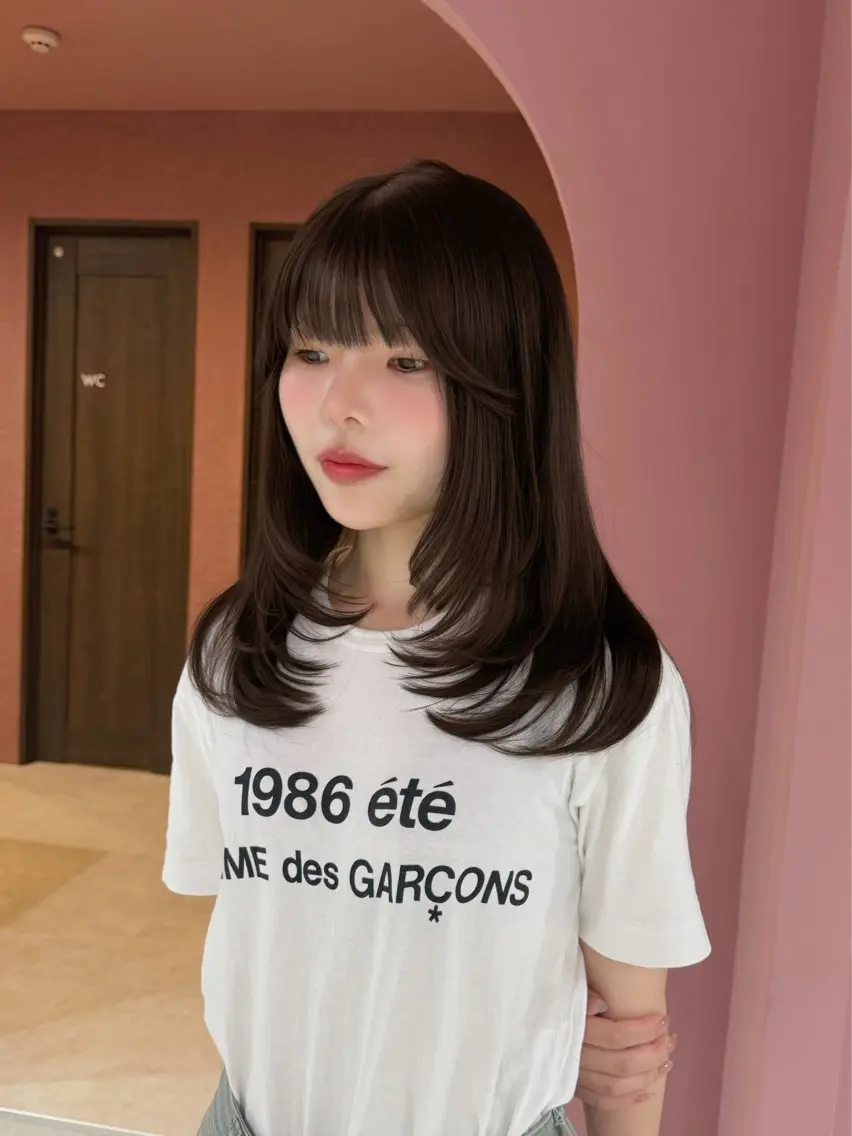 ロング 顔周りカット 韓国風ヘア レイヤーカット カット 透明感カラー♡ 原宿美容室￤Rinaのヘアスタイル