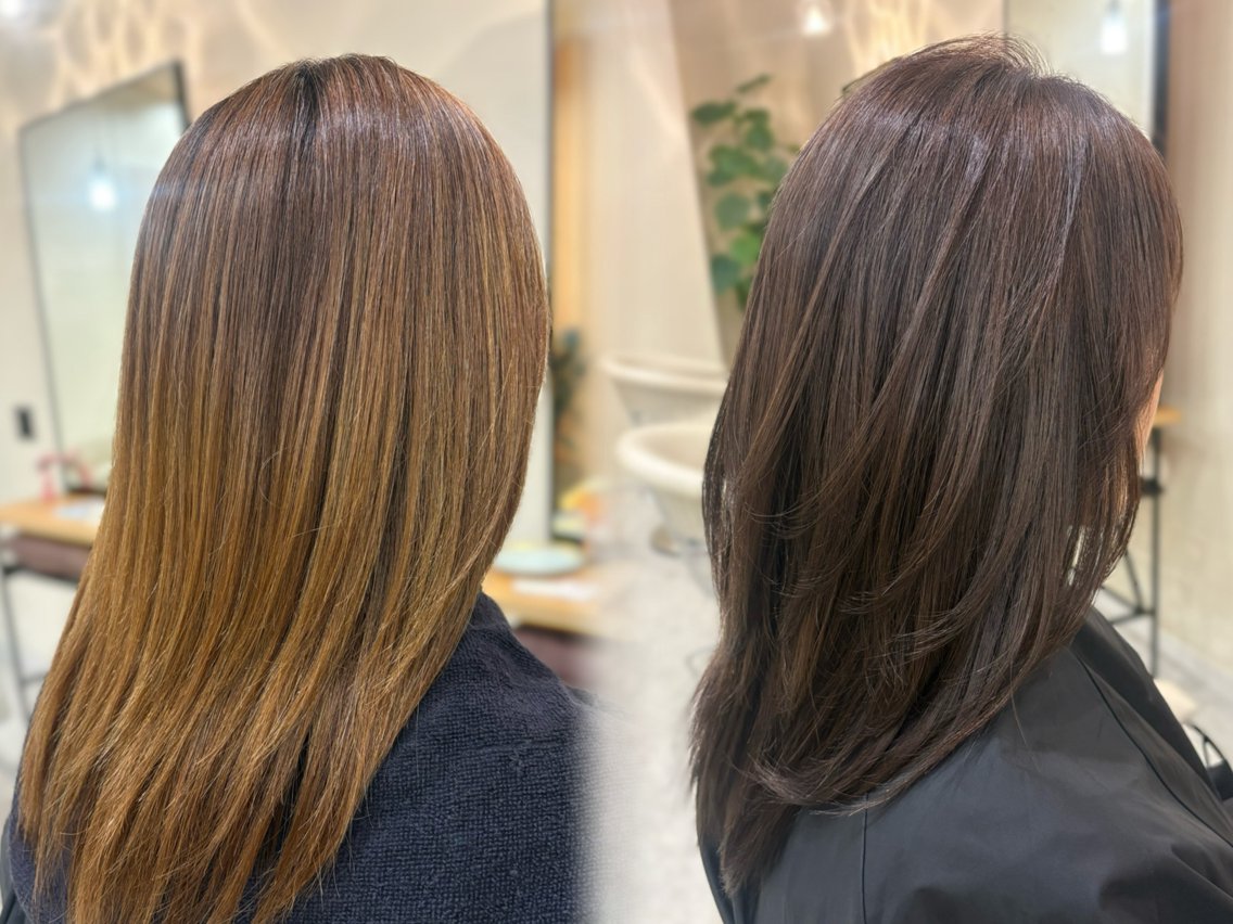 セミロング カラー ヘアカラー 凪 爽のヘアスタイル