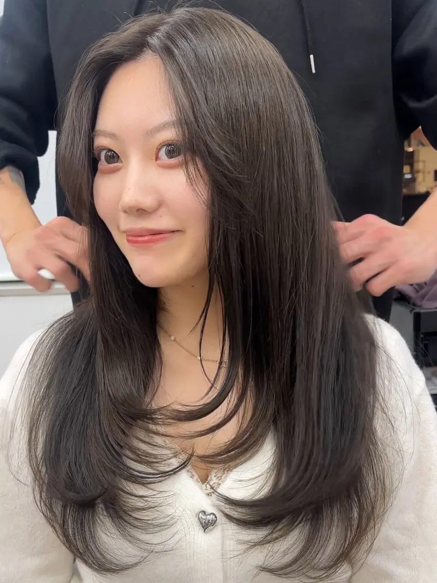 ロング カラー レイヤーカット 縮毛矯正 山崎/ボブ縮毛矯正 レイヤー髪質改善のヘアスタイル