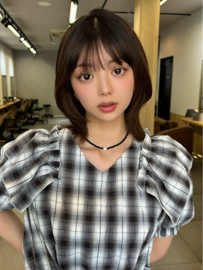 ミディアム 伸ばしかけ カット ヘアカラー さくら/表参道/ボブ /ミディアムのヘアスタイル