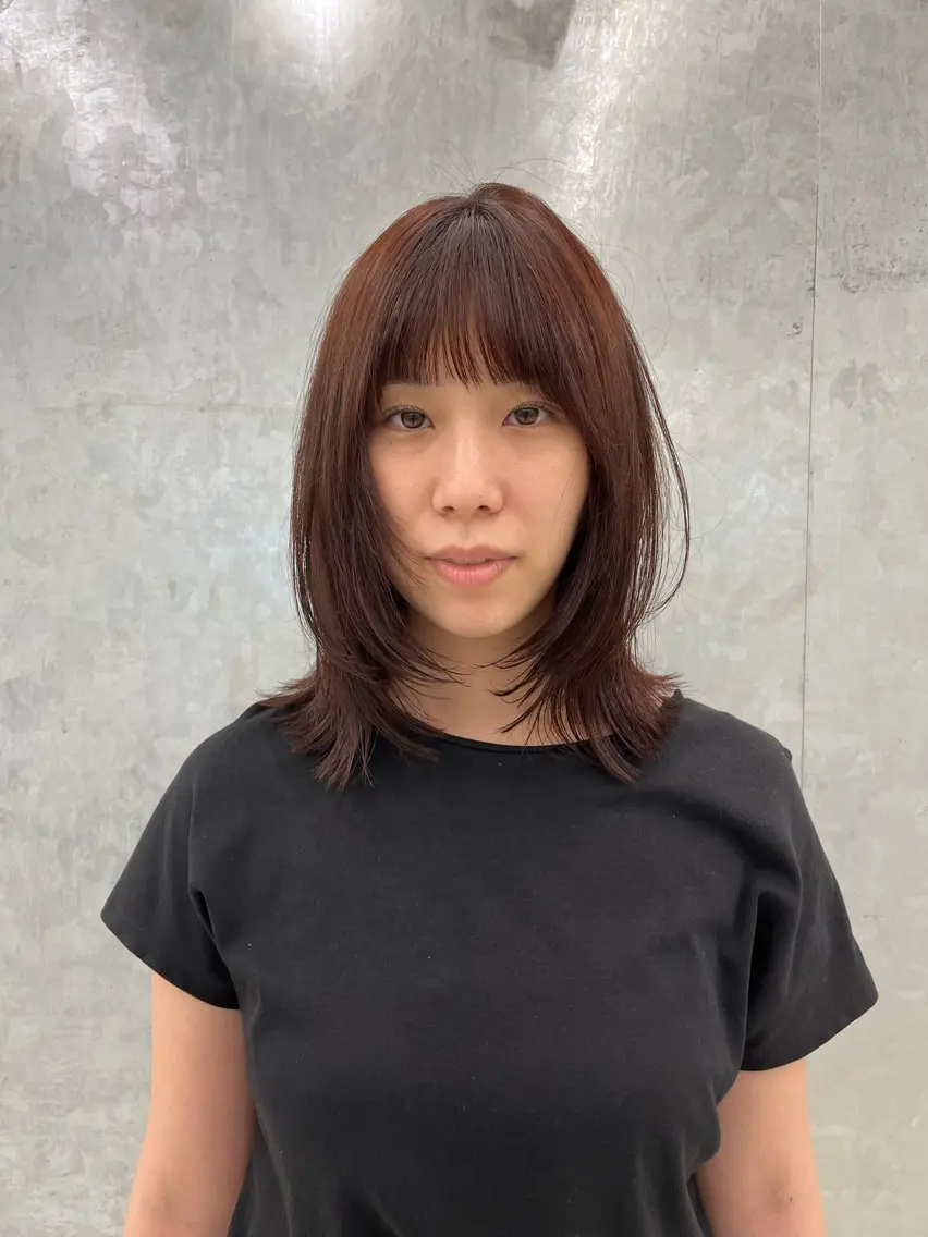 ミディアム レイヤーカット カット ヘアカラー トリートメント 神作 汐里　江古田 /透明感カラー🌿のヘアスタイル