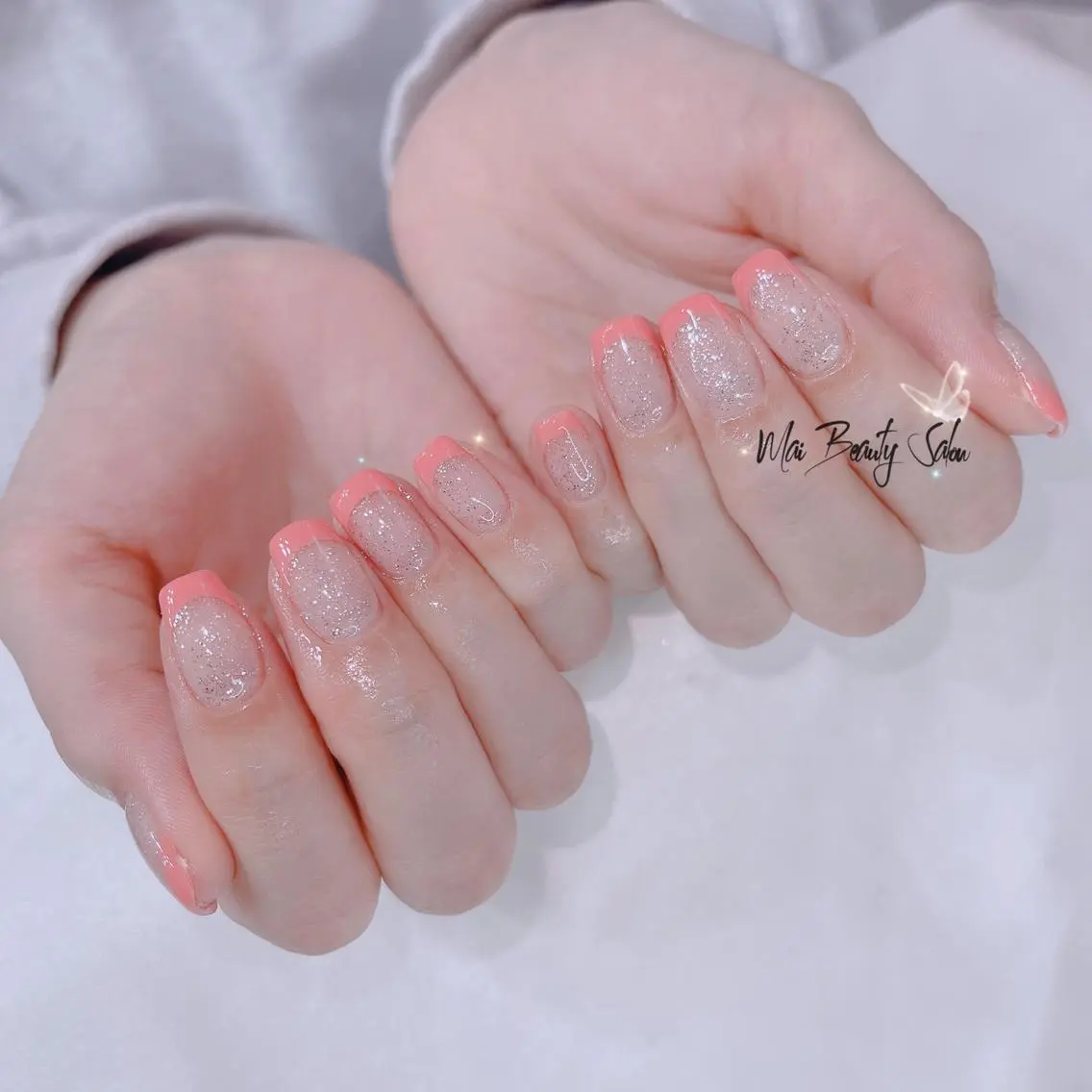 ネイル オーロラネイル 長さ出し フラッシュネイル フットネイル フレンチネイル MaiBeauty マイ マイのネイルデザイン