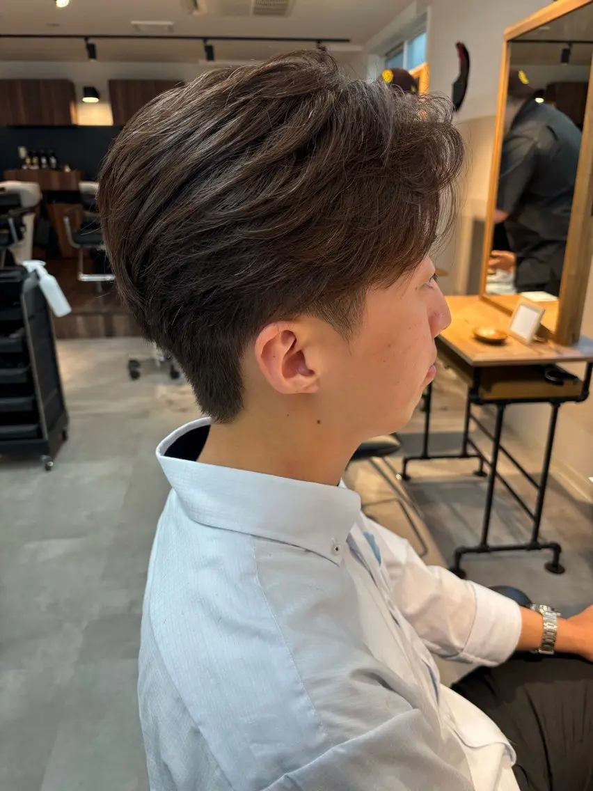 メンズ ビジネス 保立フェザーパーマ 大人メンズヘア船橋駅のヘアスタイル