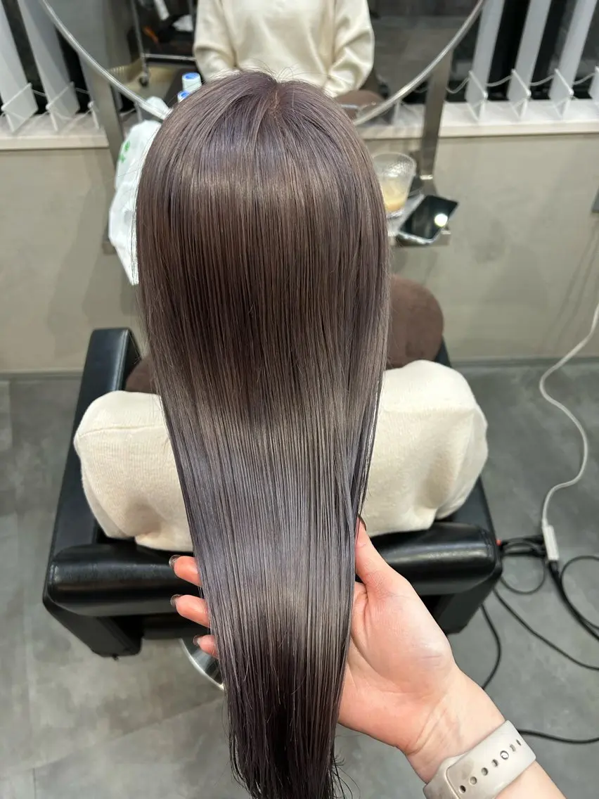 ロング カラー グレージュ ラベンダーカラー ラベンダーグレージュ ラベンダーグレー カット ヘアカラー トリートメント Haru/THREE …by velvetのヘアスタイル