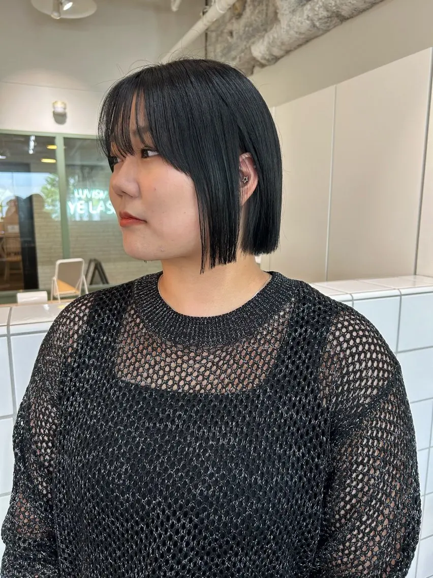 ミディアム カラー ボブ カット ヘアカラー トリートメント LUVISM新潟🎀 透明感カラー/ミユのヘアスタイル