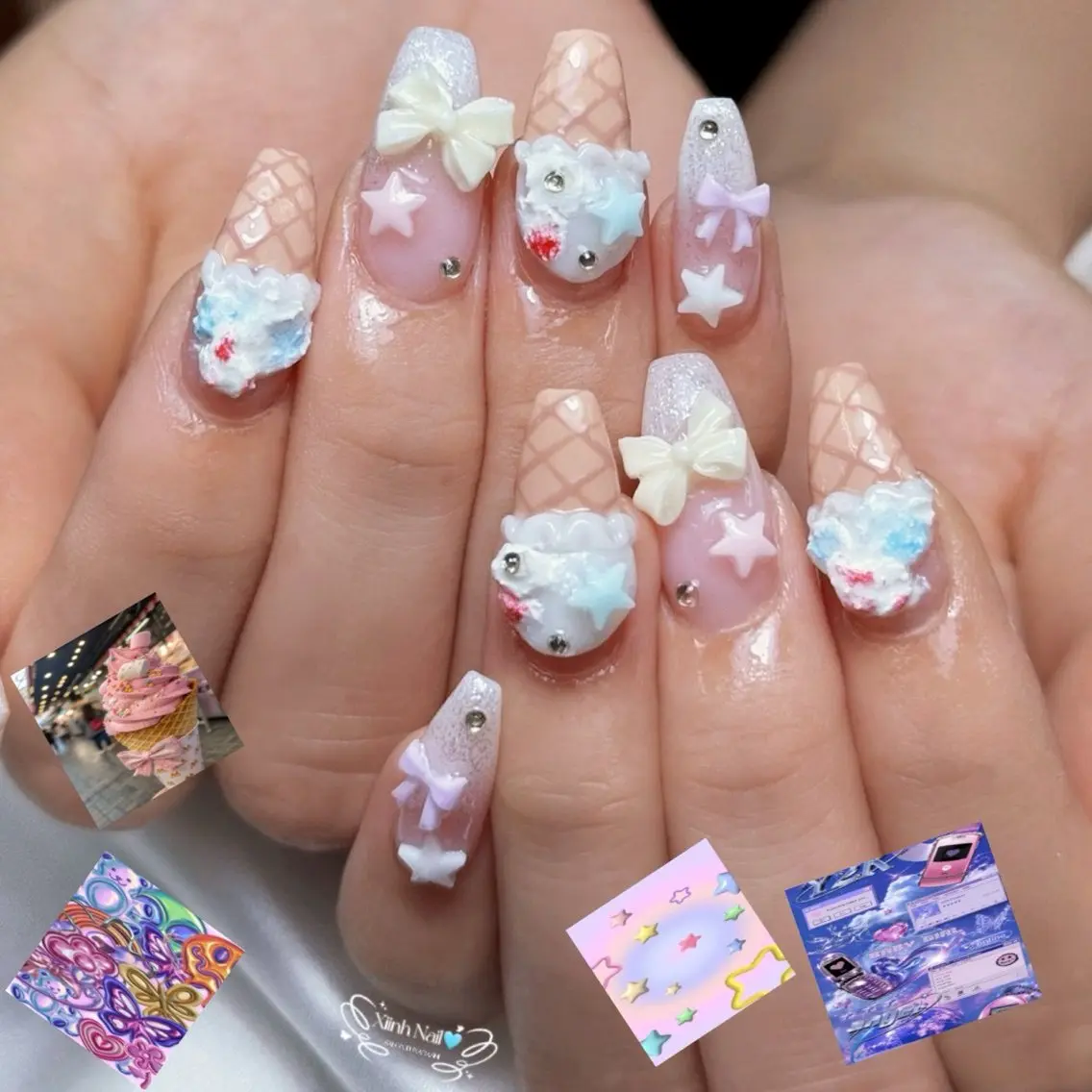 ネイル チークネイル 桜ネイル 長さ出し フラワーネイル フットネイル ハンドネイル XIINH NAIL SALONのネイルデザイン