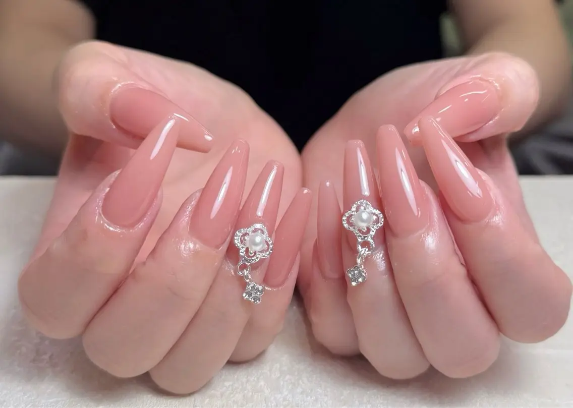 ネイル アートネイル ブラウン クリアネイル グリーン ハート ハンドネイル 中野駅から2分 MEO NAILのネイルデザイン