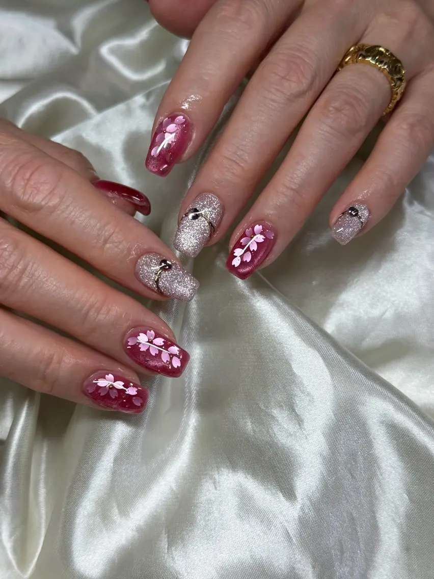 ネイル 桜ネイル 持ち込み ハンドネイル ハンドケア Charme. NOBUKOのネイルデザイン