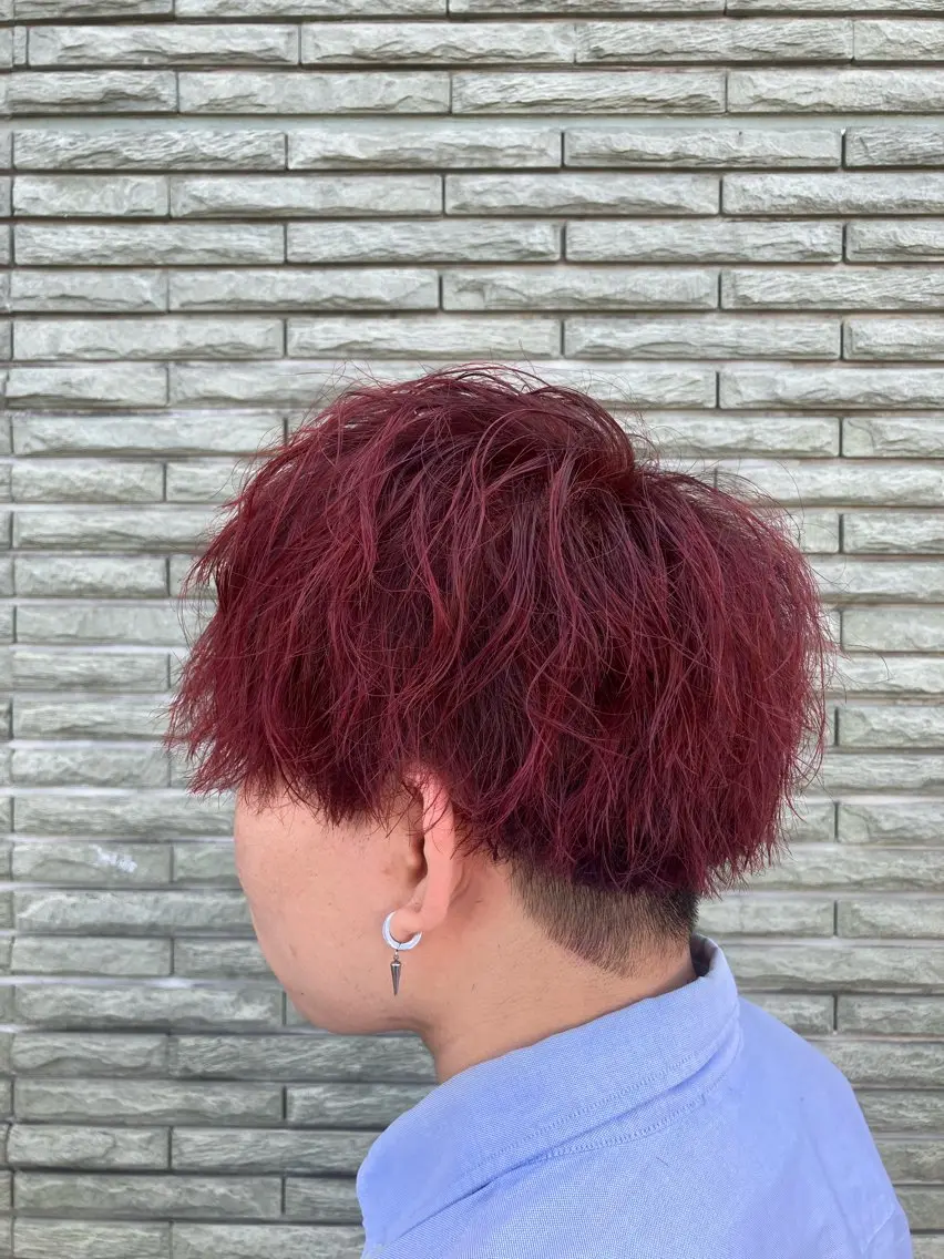 カラー パーマ メンズ レッドカラー 名取 翔のヘアスタイル