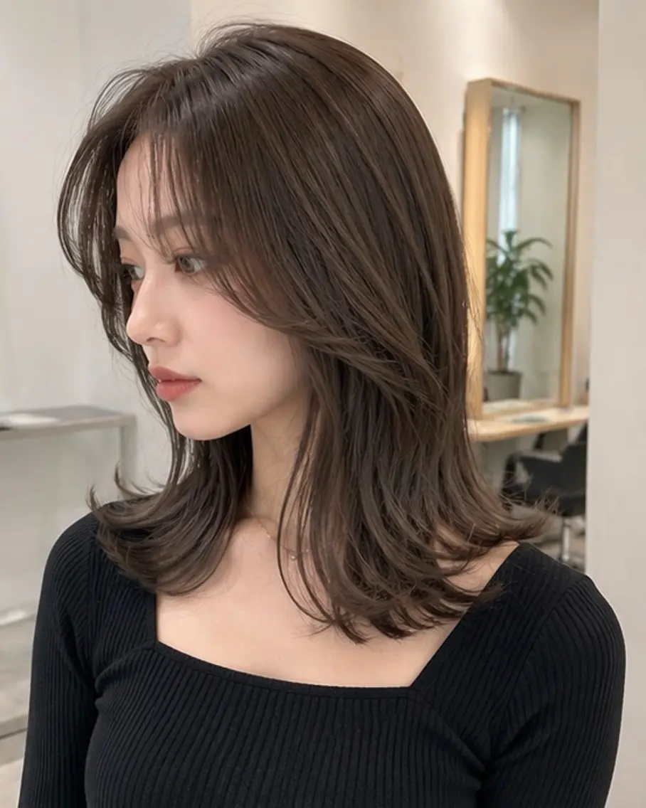 セミロング カラー カット ヘアカラー トリートメント EARTH 榎本のヘアスタイル