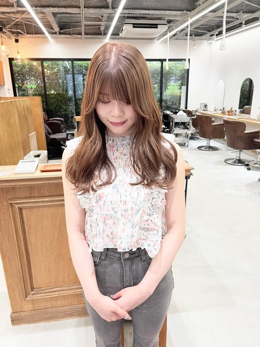 ロング カラー ヘアアレンジ ブリーチ ダブルカラー ブリーチなしカラー ena/ブリーチなし 透明感・レイヤー🎀のヘアスタイル