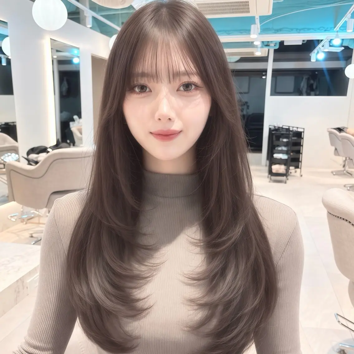 ロング カット ヘアカラー トリートメント 顔周り/レイヤー/ 銀座/kaede🎀のヘアスタイル