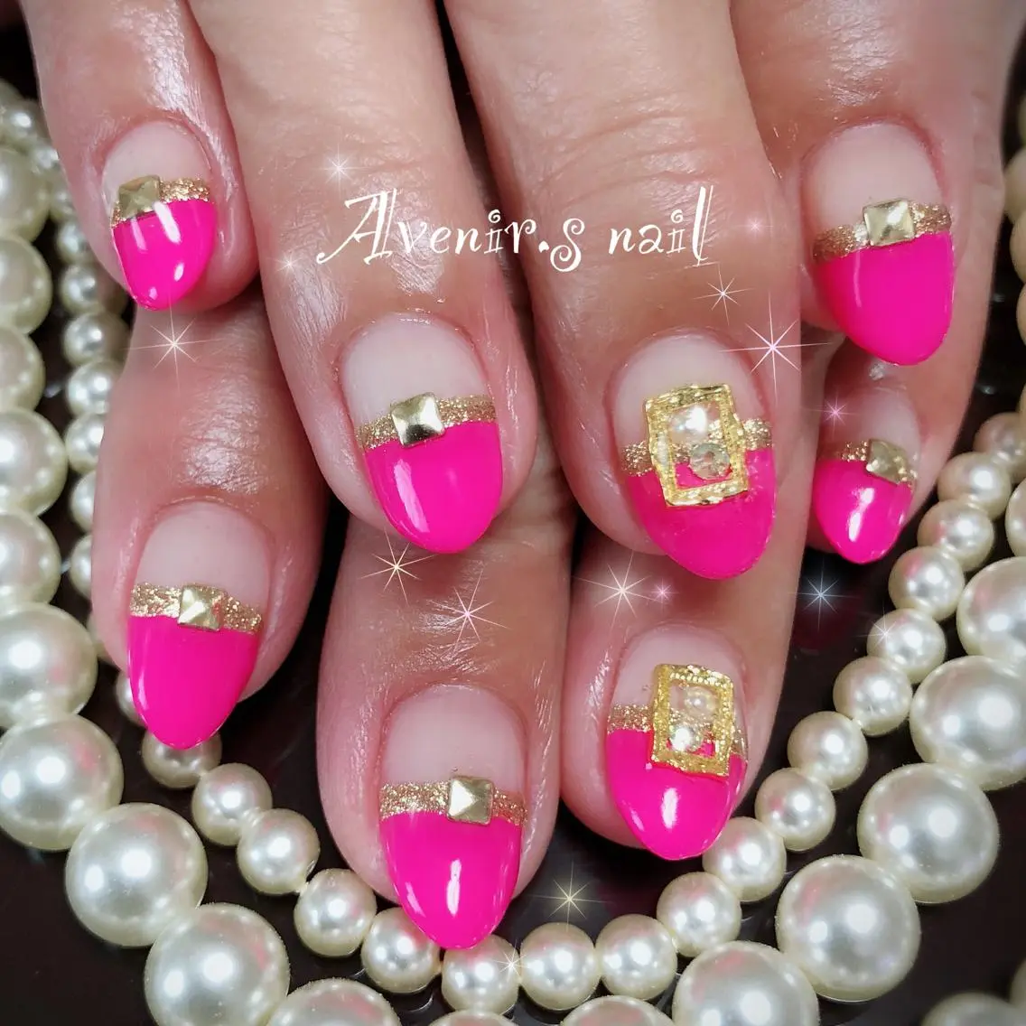 ネイル フレンチネイル ラメ(グリッター) Home Salon Avenir.のネイルデザイン