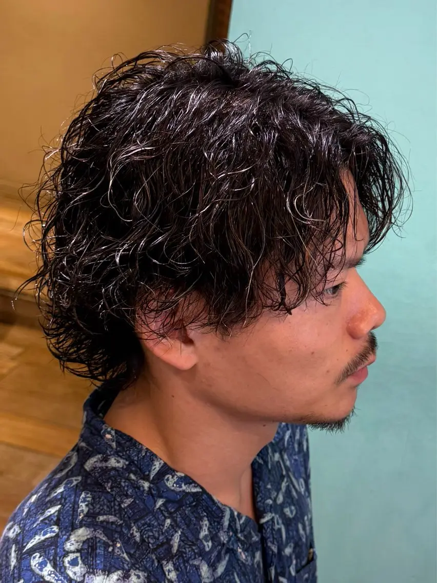 ショート パーマ 縮毛矯正 ウルフカット 脱縮毛矯正パーマ メンズパーマ平野渋谷のヘアスタイル