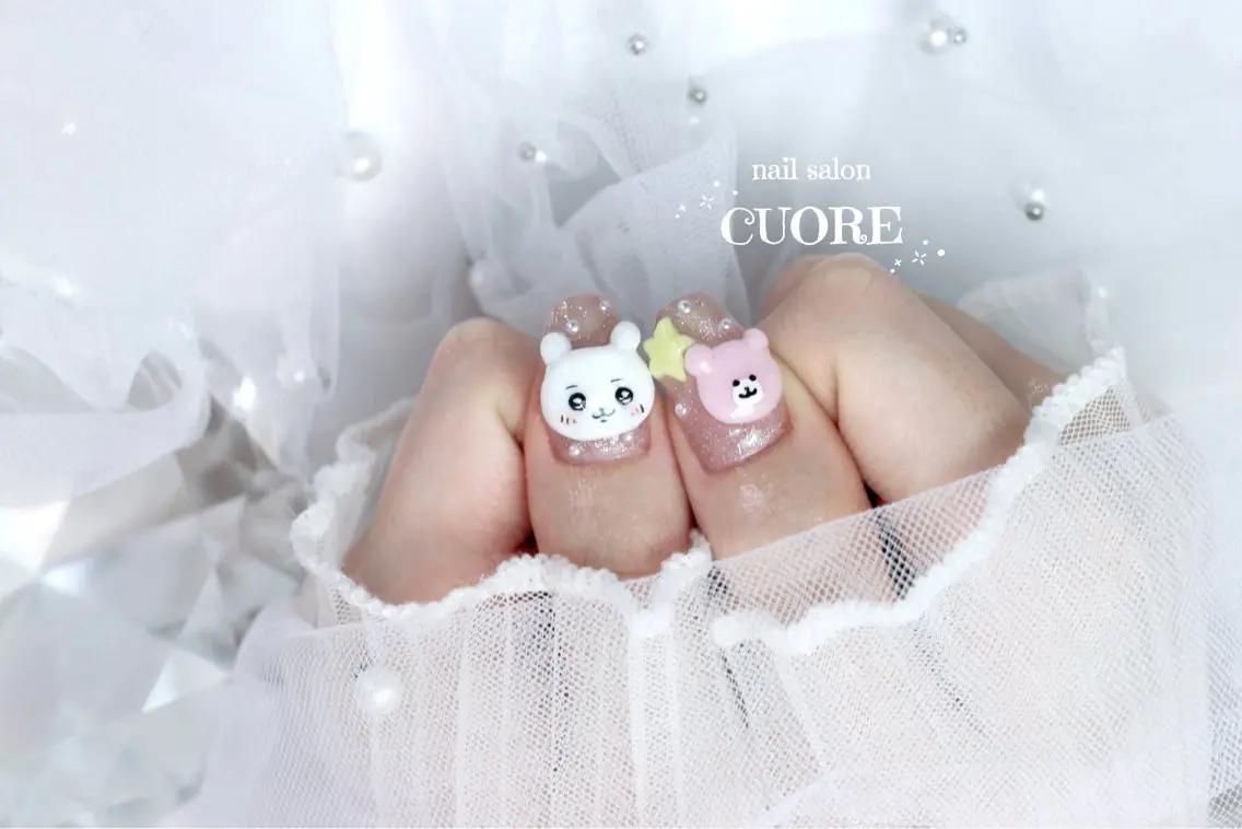 ネイル フラッシュネイル フラッシュマグ マグネットネイル 持ち込み リボン ハンドネイル nail salon CUOREのネイルデザイン