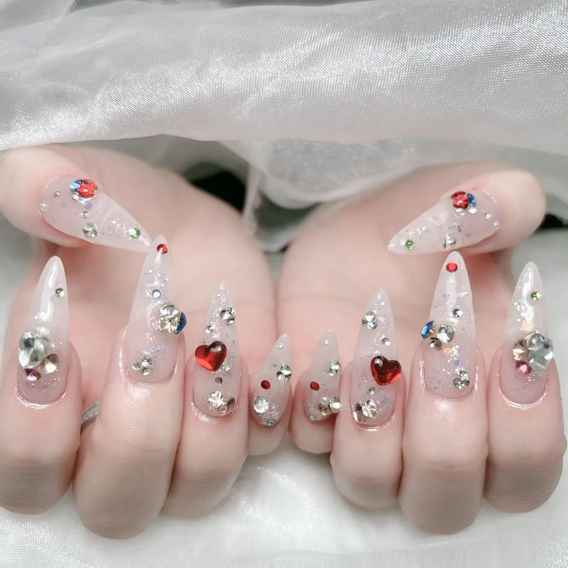 ネイル キラキラネイル スカルプネイル ハンドネイル MoMoA Nail ネイル長さ出し専門店のネイルデザイン