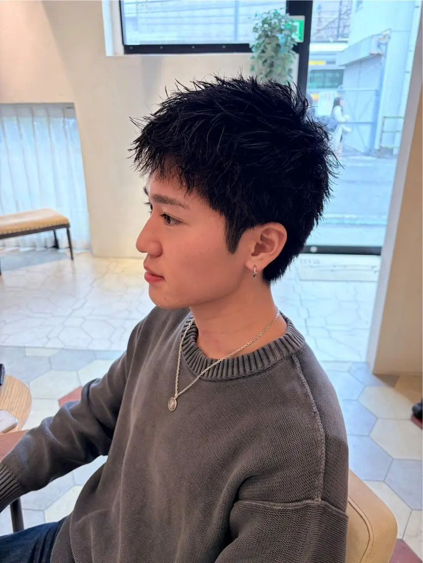 ショート パーマ メンズ メンズパーマ ショートヘア カット パーマ 菊池大一 溝の口パーマのヘアスタイル