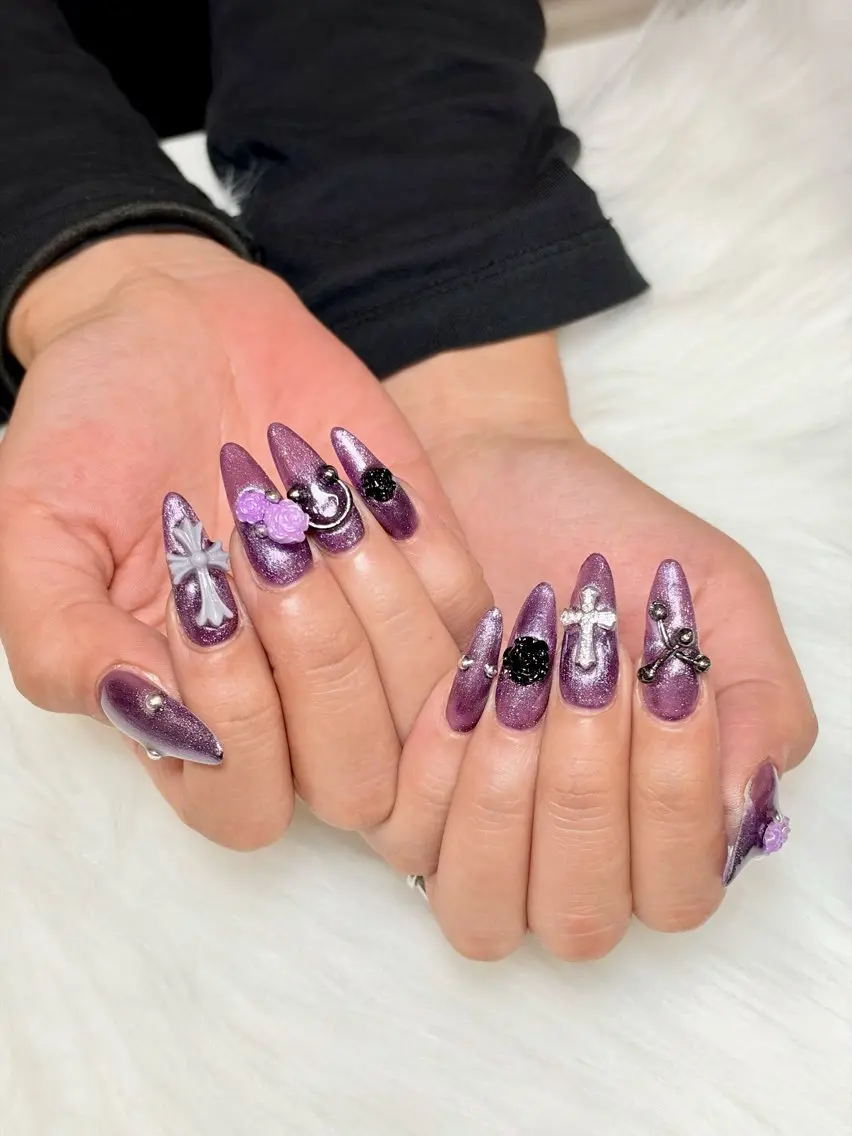 ネイル クリアネイル ドット フラッシュネイル フレンチネイル マグネットネイル ハンドネイル ハンドケア Aria Nail Beautyのネイルデザイン