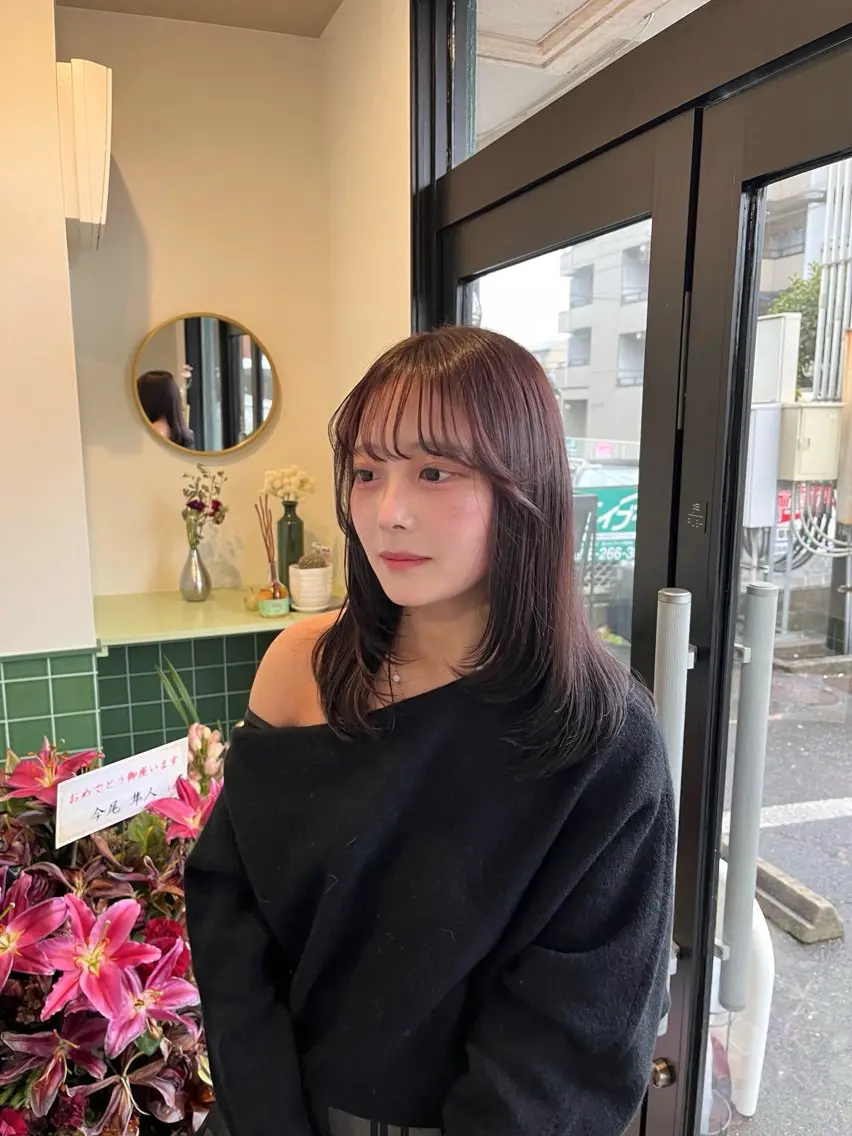 ミディアム カラー ミディアムレイヤー ブリーチ レイヤーカット トリートメント カット ヘアカラー トリートメント 本木下朋花/髪質 改善×ダブルカラーのヘアスタイル