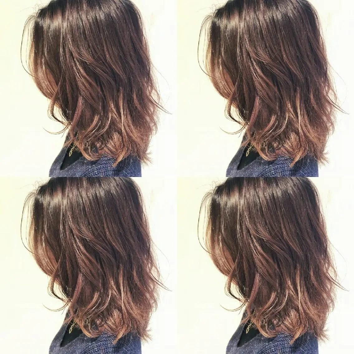 セミロング カラー グラデーションカラー ハイライトカラー ハイライト 竹内啓太 ボブのヘアスタイル