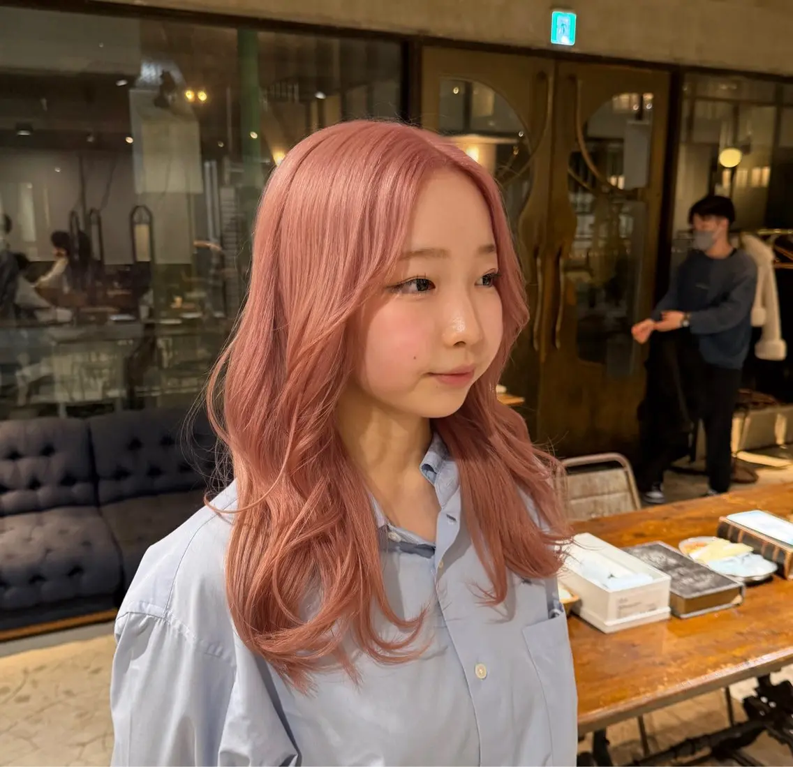 セミロング カラー ベージュカラー ブリーチ 透明感カラー ピンクカラー ホワイトピンク ⚜️ブリーチ× 透明感✨Hayatoのヘアスタイル