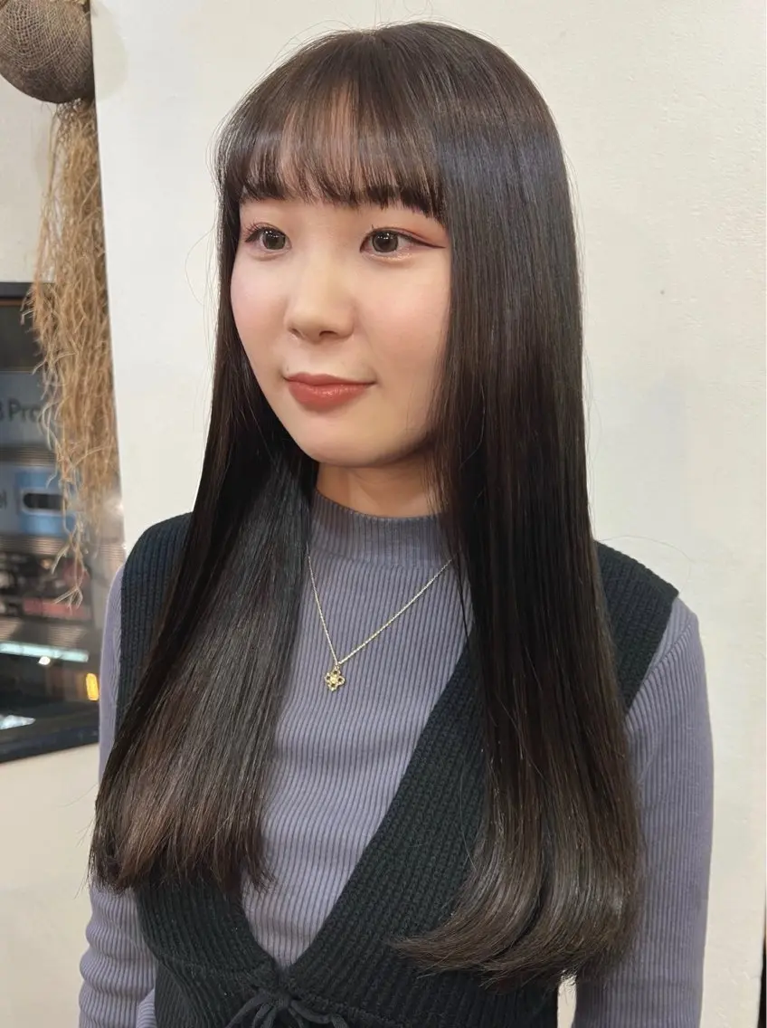 ロング カラー トリートメント 縮毛矯正 韓国ヘア 🎀華澄のヘアスタイル
