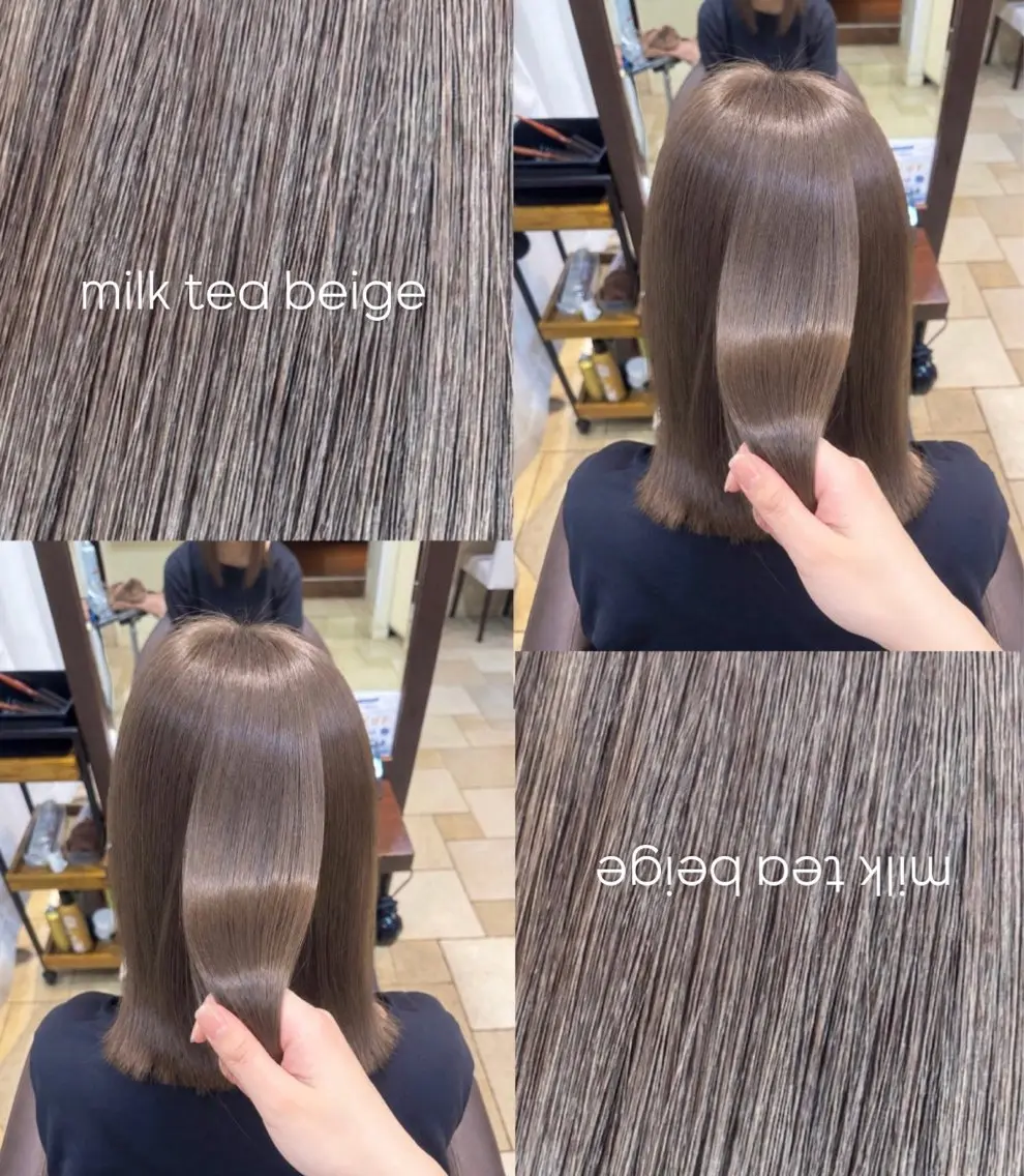 ミディアム ヘアカラー トリートメント 韓国風／ 髪質改善／莉々加のヘアスタイル