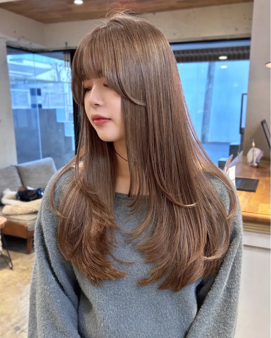 ロング カラー ベージュカラー ミルクティーベージュ レイヤーカット レイヤーカット🎀 yuiのヘアスタイル