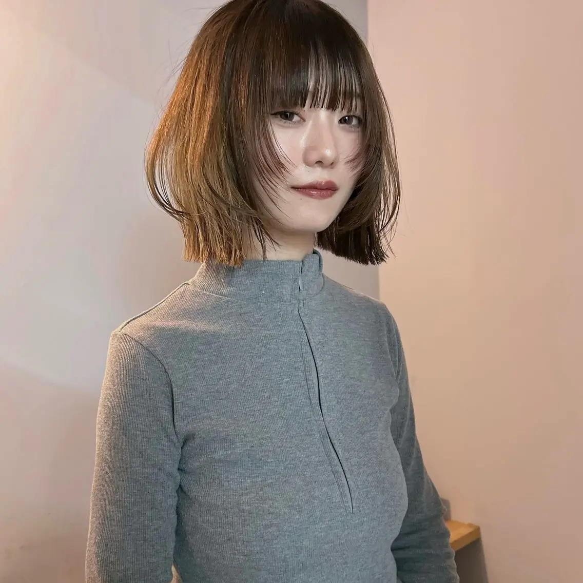 ミディアム ボブレイヤー ボブ レイヤーカット カット 舟橋耀/ブリーチカラ ー/レイヤーカットのヘアスタイル