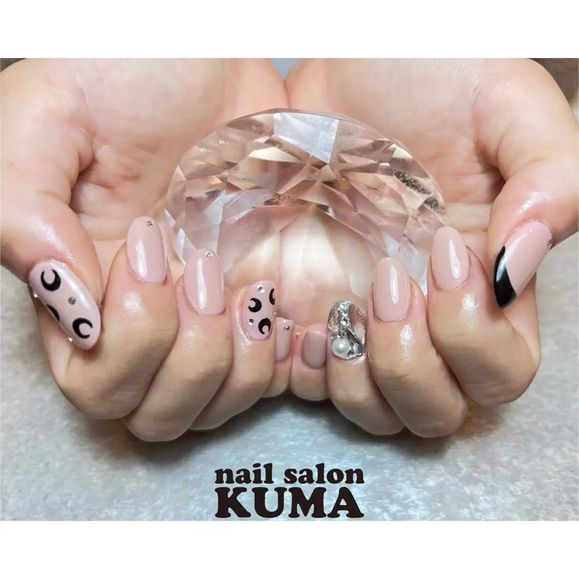 ネイル 長さ出し フレンチネイル ジェルネイル ガラスフレンチ 韓国ネイル ハンドネイル nailsalon KUMAのネイルデザイン