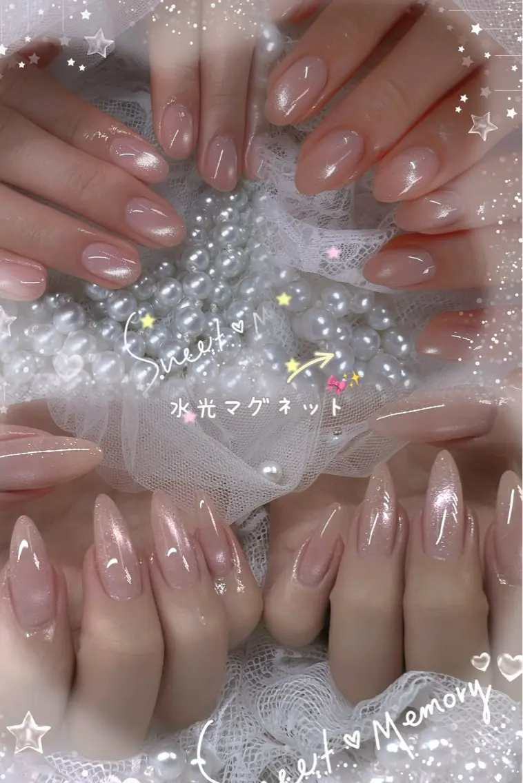 ネイル チークネイル フレンチネイル ガーリー ガラスフレンチ グラデーション ハンドネイル ハンドケア Chill Nailsalonのネイルデザイン