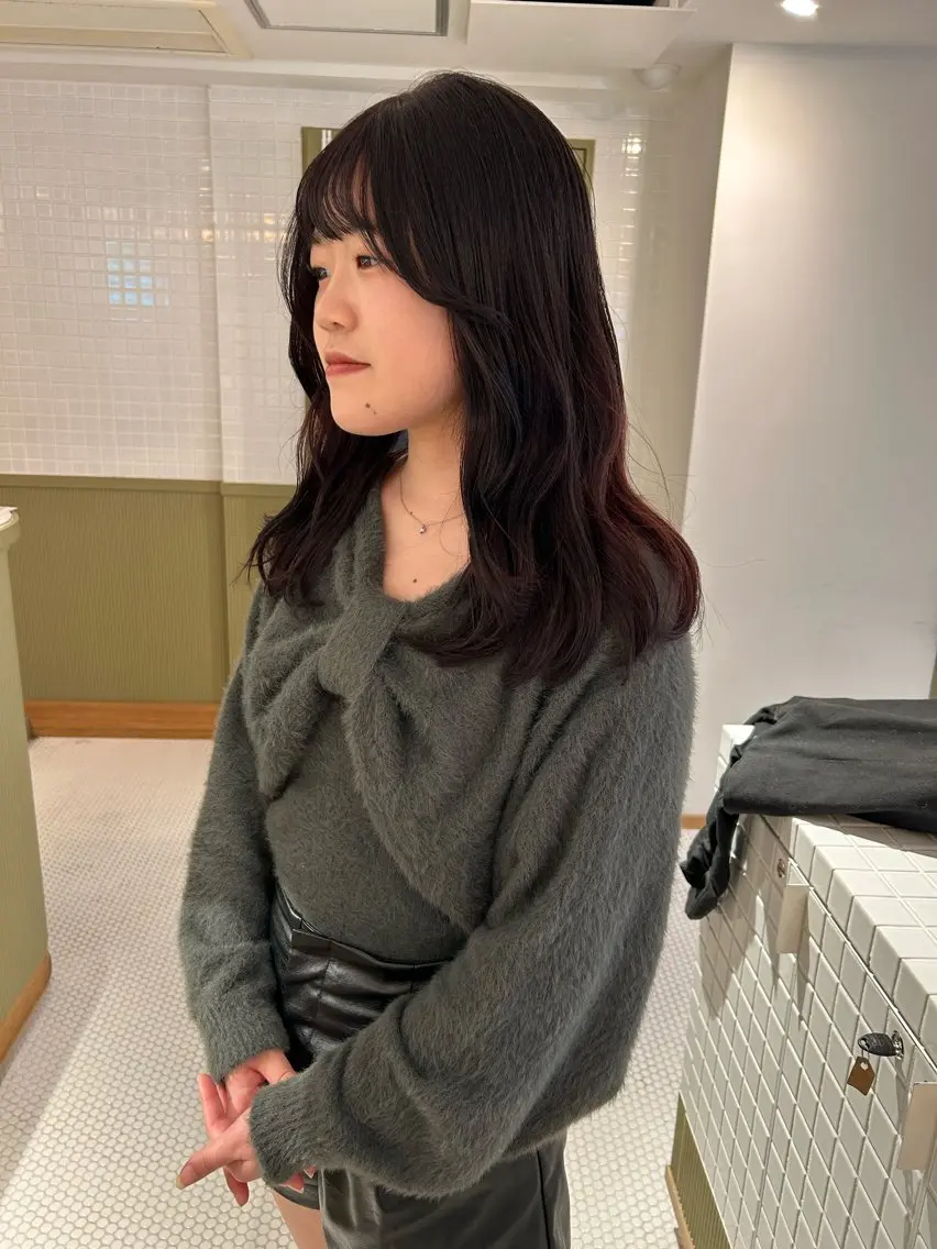 セミロング カラー ブリーチ カシス ブリーチなしカラー カット ヘアカラー マンツーマン美容師 立川　♡MIHO♡のヘアスタイル