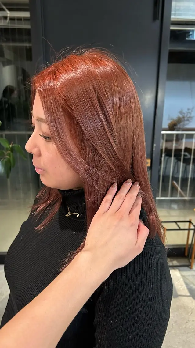 ミディアム カラー ベージュカラー ブリーチ ピンクカラー ピンクベージュ twig 山田 永嶋芽衣のヘアスタイル
