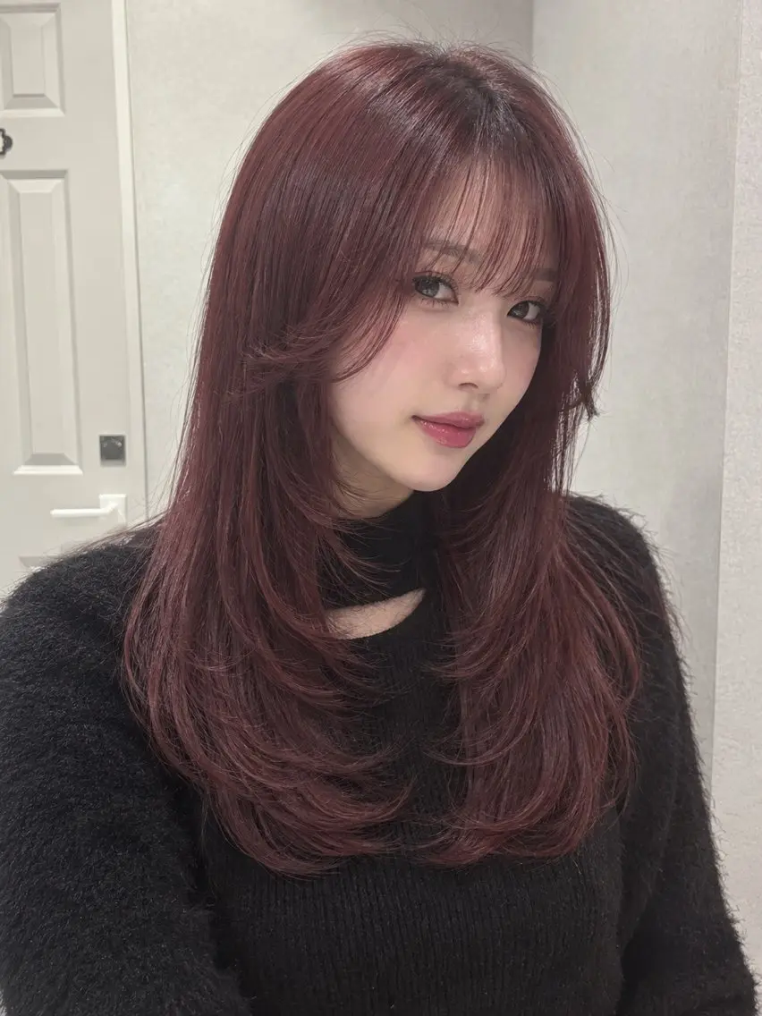 ロング カラー カット ヘアカラー トリートメント 韓国hair ·͜· watanabeのヘアスタイル