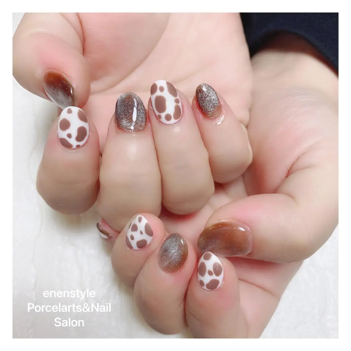 ミディアム ネイル ハンドネイル 🐾enen style 🐾のネイルデザイン