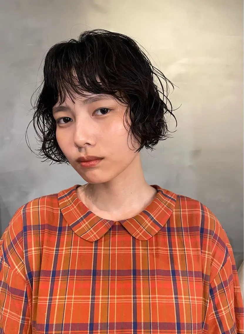 ミディアム パーマ ミディアムパーマ ボブ 似合わせカット 長島 舞のヘアスタイル