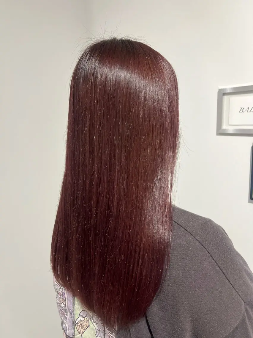 ロング カラー ボルドーカラー ヘアカラー トリートメント 新井 友菜のヘアスタイル