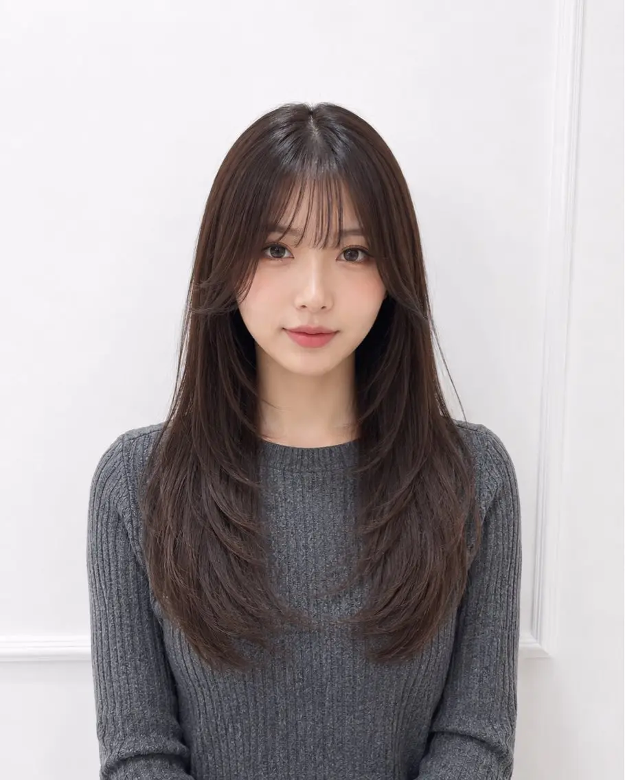 ロング カット 縮毛矯正指名No.1 レイヤー/SHIMAのヘアスタイル