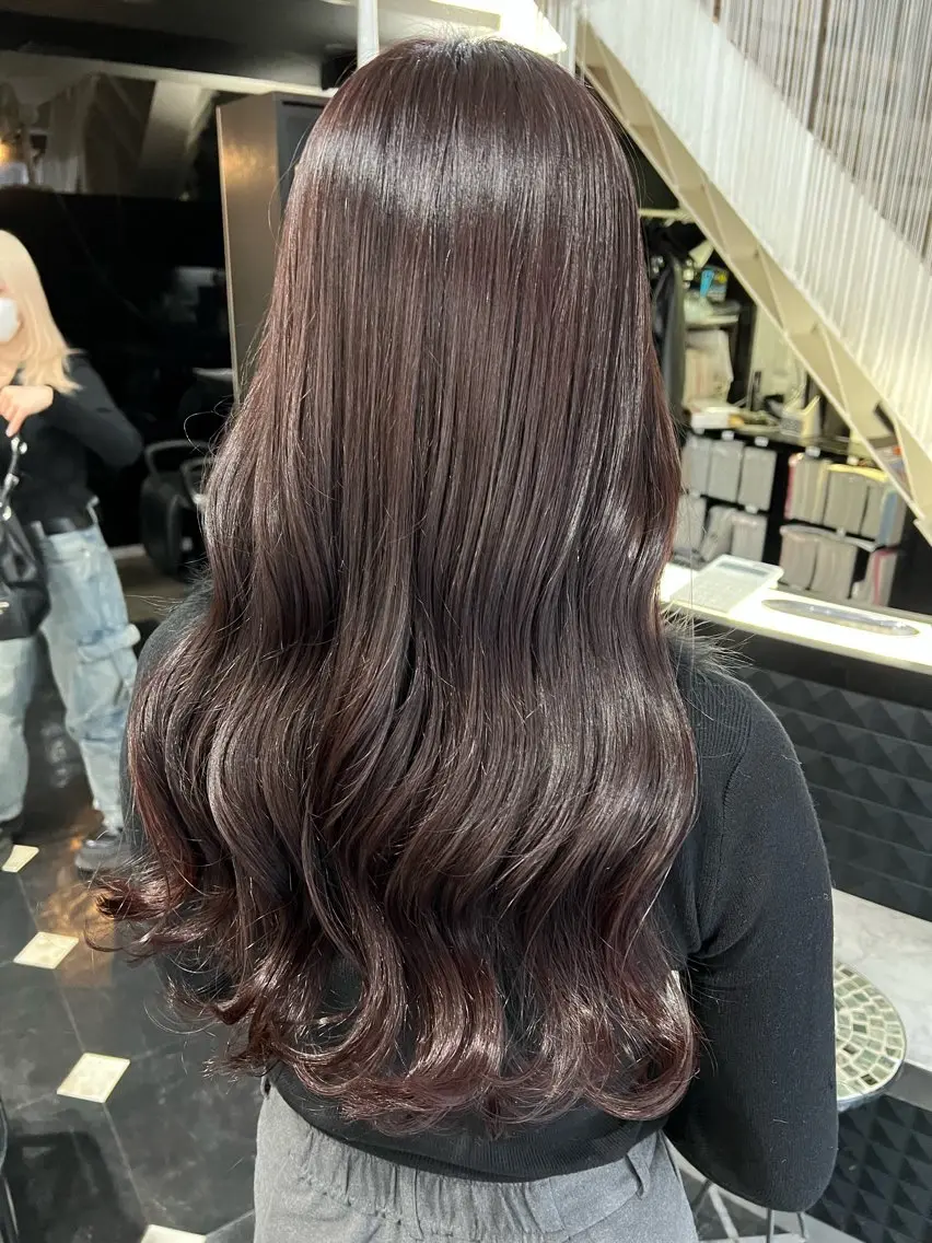 ロング カラー ブリーチ ブラウンカラー チョコレートブラウン ココアブラウン ラベンダーカラー カット ヘアカラー トリートメント 艶髪 ♡Tomiyaのヘアスタイル