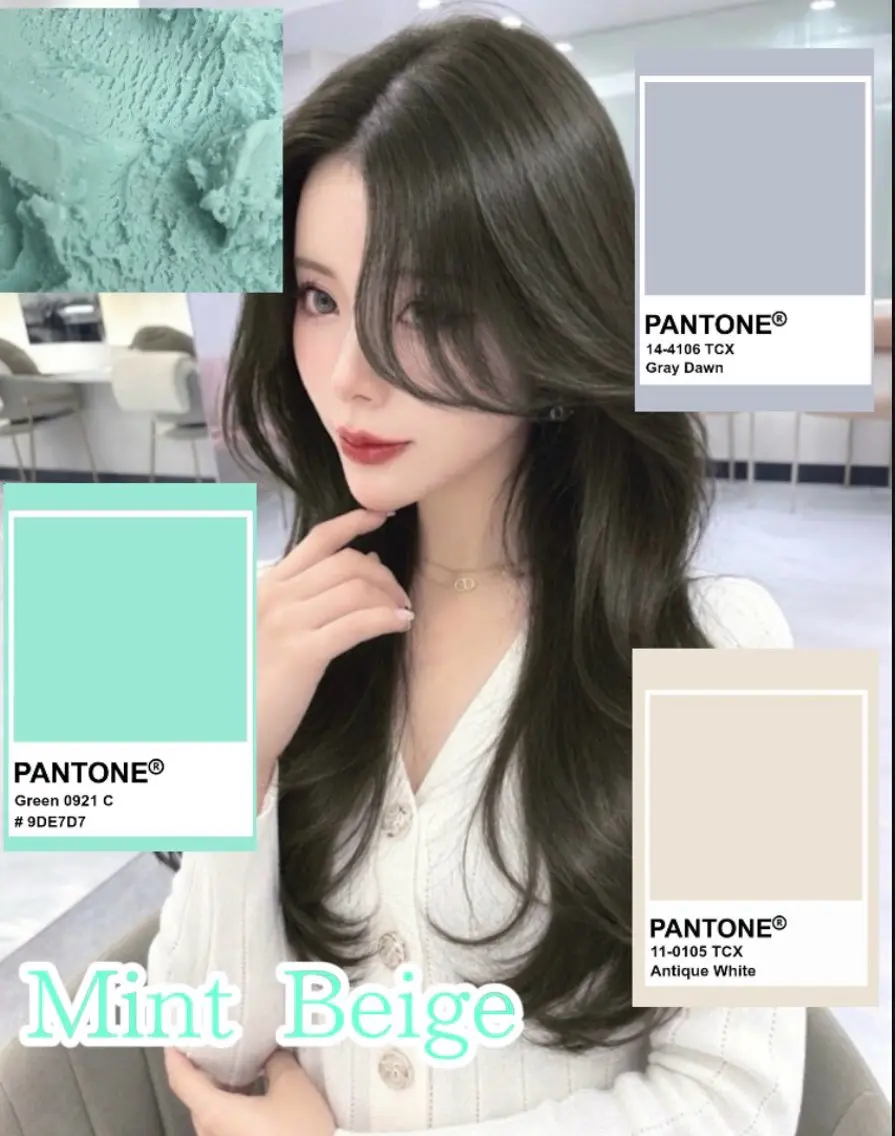 ロング カラー ベージュカラー 透明感カラー ミント ミントベージュ ヘアカラー トリートメント ブリーチなしダブル ミント/透明感/韓国のヘアスタイル