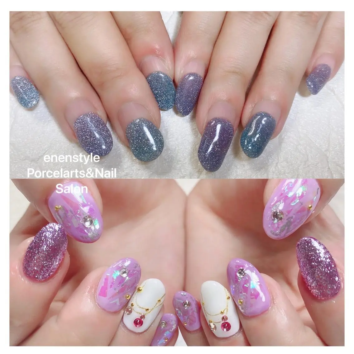 ミディアム ネイル ハンドネイル 🐾enen style 🐾のネイルデザイン