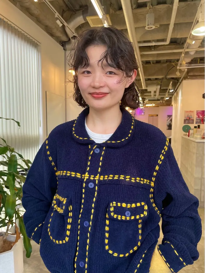 ミディアム カット パーマ nessヤマサキ リュウタのヘアスタイル