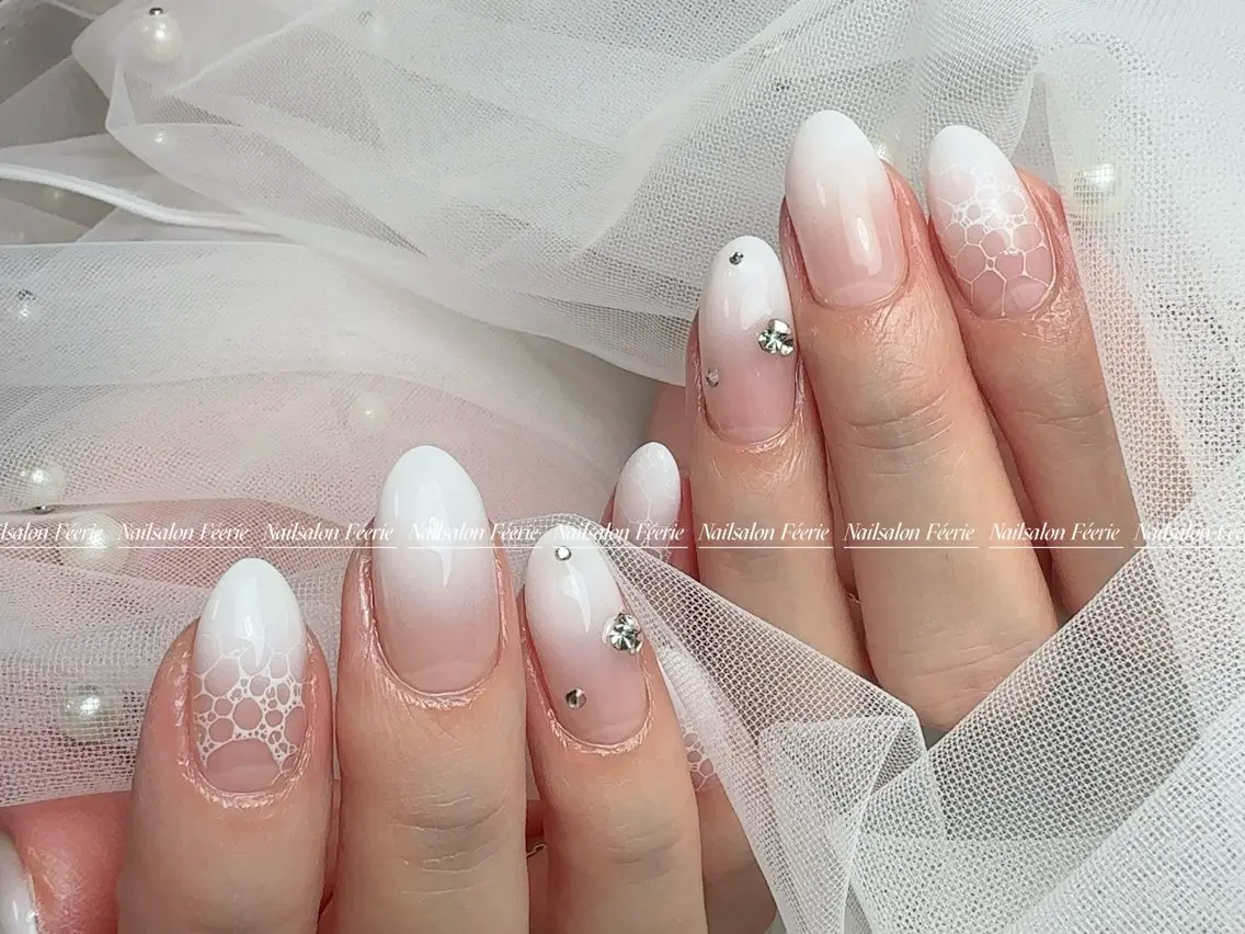 ネイル 成人式 長さ出し フットネイル フレンチネイル ジェルネイル ハンドネイル ハンドケア nail salon Feerieのネイルデザイン