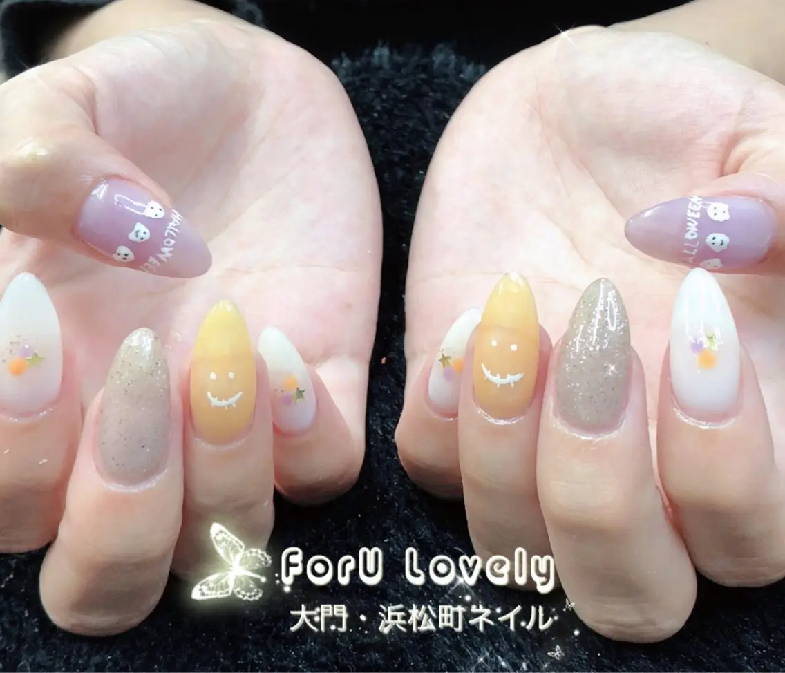 ネイル 長さ出し フレンチネイル ジェルネイル ハロウィン 韓国ネイル ハンドネイル 大門浜松町 ネイルのネイルデザイン