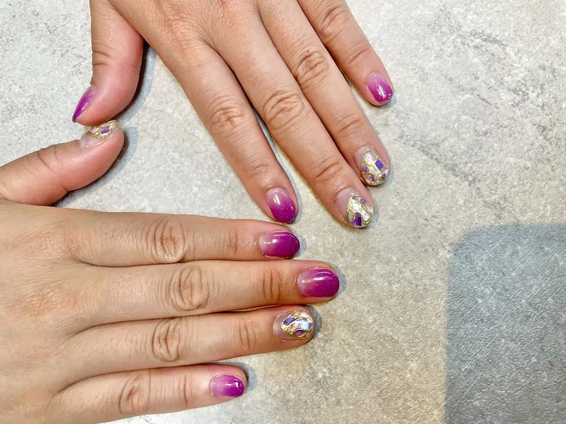 ネイル パープル ハンドネイル ハンドケア FASTNAIL PLUS 新宿店のネイルデザイン