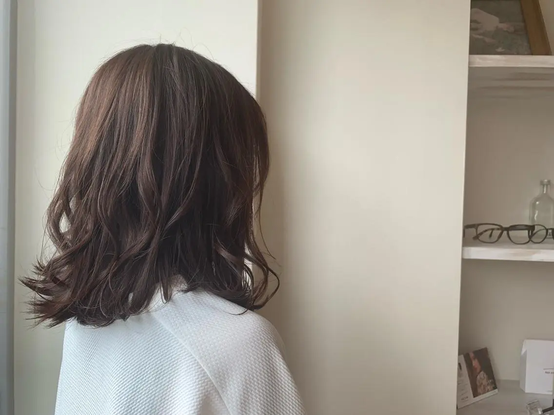 ミディアム カラー ブラウンカラー ショコラブラウン 透明感カラー ヘアカラー トリートメント ボブウルフ/ボブ Satsuki【名駅のヘアスタイル