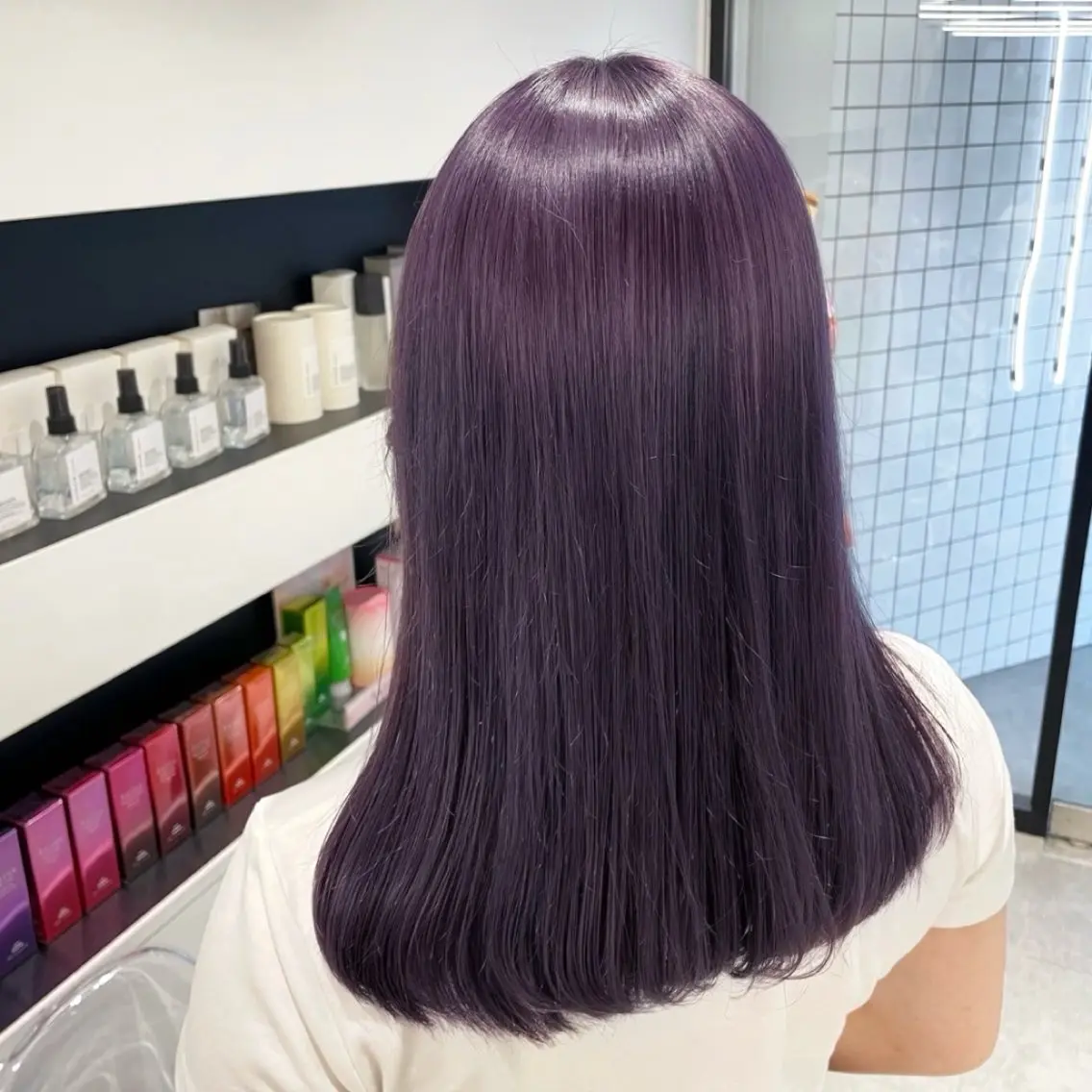 ロング カラー パーマ ヘアアレンジ メンズ ラベンダーカラー トリートメント mona/ ストレートスタイル✨のヘアスタイル