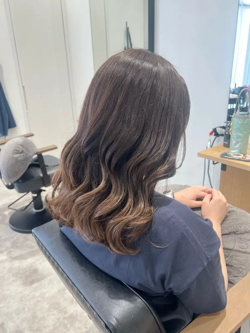 セミロング ヘアカラー トリートメント recipe la couleurりんかのヘアスタイル