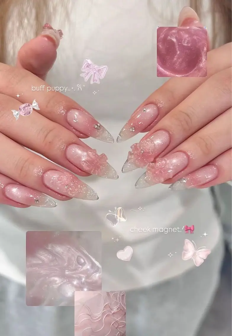 ネイル 長さ出し キラキラネイル 韓国ネイル ロングネイル ワンホンネイル ハンドネイル Josie nail salonのネイルデザイン