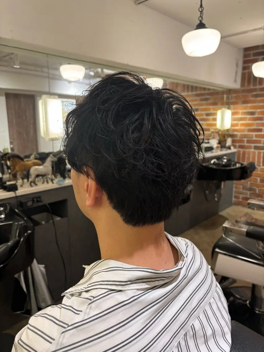 メンズ カット パーマ risa🐿️ 寒色系カラー🫧のヘアスタイル